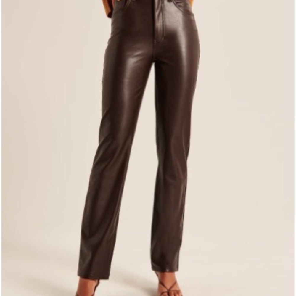 Abercrombie leather pants: the 90s straight ultra high rise,Worn 4-5 times total